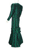 ARNOLD SCAASI 1980s Dark Green Floral Brocade Gown with Jacket