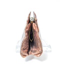 JUDITH LEIBER Nude to Brown Ombre Lizard Skin Purse Gold Straps