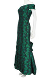 ARNOLD SCAASI 1980s Dark Green Floral Brocade Gown with Jacket