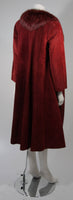 NOLAN MILLER Burgundy Suede and Fox Coat Ensemble Size Small