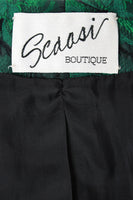 ARNOLD SCAASI 1980s Dark Green Floral Brocade Gown with Jacket