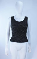 VINTAGE Hand Beaded Black Evening Blouse Size Small