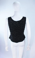 VINTAGE Hand Beaded Black Evening Blouse Size Small