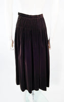 YVES SAINT LAURENT Brown Velvet Pleated Flare Skirt Size 36