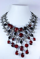 KENNETH JAY LANE Attributed Black Metal and Rhinestone Statement Necklace