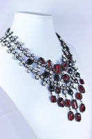 KENNETH JAY LANE Attributed Black Metal and Rhinestone Statement Necklace