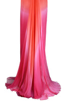 OSCAR DE LA RENTA Orange Raspberry Ombre Chiffon Gown