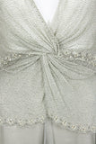 EAVIS & BROWN Seafoam Chiffon Silver Beaded Top and Long Skirt