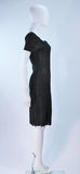 VINTAGE Circa 1960s Black Beaded Wool Knit Cocktail Dress