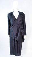 YOHJI YAMAMOTO Black Linen 2 pc Draped Jacket and Pants Suit