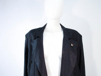YOHJI YAMAMOTO Black Linen 2 pc Draped Jacket and Pants Suit