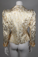 YVES SAINT LAURENT Gold Foil Jacket w/ Daisy Buttons Size 40