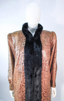 VINTAGE Circa 1970s Snakeskin Coat, Mink Trim Size 4-8