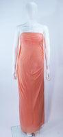 TRAVILLA Peach Strapless Jersey Draped Gown Size 4