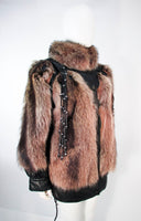 JACQUES SAINT LAURENT Raccoon Fur Jacket w/ Tassels Size 38