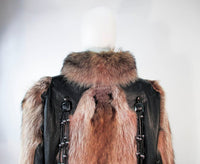 JACQUES SAINT LAURENT Raccoon Fur Jacket w/ Tassels Size 38