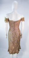 MANDALAY Gold Sequin Beaded Lace Cocktail Dress Size 4