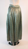 VINTAGE Circa 1950s Turquoise and Bronze Brocade Skirt with Tie Belt