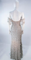TONY WARD Silver Metallic Lace Gown Size 2-4