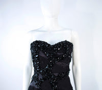 TONY WARD Black Beaded Mesh Detachable Gown Size 2-4