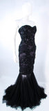 TONY WARD Black Beaded Mesh Detachable Gown Size 2-4