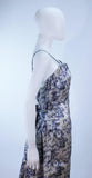 LA REINA 1950'S Blue White & Yellow Patterned Silk with Bow Tie Size 6-8