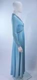 VINTAGE Circa 1970s Blue Beaded Jersey Gown Size Medium