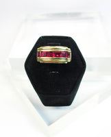 MOUAWAD 18 Karat Yellow Gold Diamond and Ruby Ring Size 6 3/4