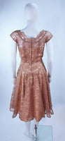 VINTAGE Circa 1950s Peach Lace Chiffon Cocktail Dress Size 8
