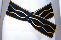 YVES SAINT LAURENT Black Suede Belt with Gold Applique