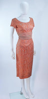 VINTAGE Circa 1950s Tiered Blush Lace Cocktail Dress Size 6-8