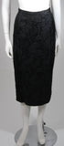 LILLI ANN Fitted Black Silk Jacquard Skirt Suit with Peplum Detail Size Small