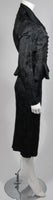 LILLI ANN Fitted Black Silk Jacquard Skirt Suit with Peplum Detail Size Small