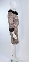 VINTAGE Circa 1960s Burgundy Floral Metallic Mink Trim Dress Size 4