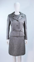 VINTAGE Circa 1960s Silver Dress and Coat Ensemble Size 10
