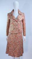 JIMI FOX Peach and Gold Brocade Skirt Suit w/ Buttons Size 6