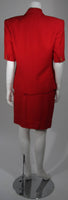 HERMES 2 pc Red Linen Skirt Suit w/ H buttons Size 42