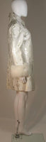 FONTANA ROMA White & Silver Metallic Dress Coat Set Size Small