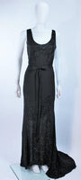 VINTAGE Circa 1920s Black Silk Chiffon Gown, Beading Size 8-10