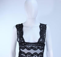 CUSTOM Sheer Stretch Black Lace Dress with Fringe Size 2-4