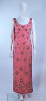MAXWELL SHIEFF 1950s Pink Heavily Embellished Drape Gown Size 2-4