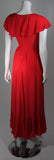 OSCAR DE LA RENTA Red Ruffled Neckline & Wrap Waist Dress Size 6