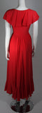 OSCAR DE LA RENTA Red Ruffled Neckline & Wrap Waist Dress Size 6