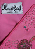 MAXWELL SHIEFF 1950s Pink Heavily Embellished Drape Gown Size 2-4