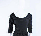 CEIL CHAPMAN Black Gathered Cocktail Dress Size 4-6