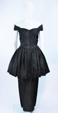 CEIL CHAPMAN Black and Gold Metallic Gown with Peplum Size 2-4