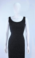 PIARA 1960s Black Beaded Crepe Gown Size 8