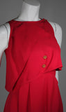 FENDI Red Cocktail Dress with Caplet and Button Details Size 2