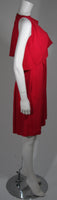 FENDI Red Cocktail Dress with Caplet and Button Details Size 2