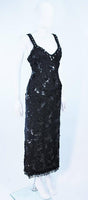 VINTAGE Circa 1950s Black Floral Beaded Gown Size 8